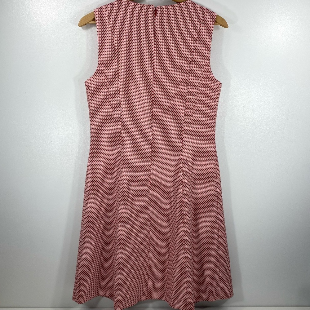 Boden Red White Jacquard Woven Houndstooth Sleeveless Tank Sheath A-Line Dress 8 - Picture 6 of 15